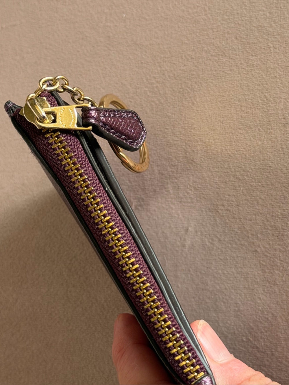 COACH Mini Skinny Keychain ID Case in Metallic Deep Plum 💜 - Picture 8 of 16